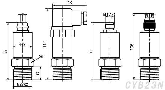 CYB23N經(jīng)濟(jì)型平膜壓力變送器外形圖