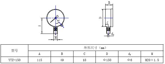 遠傳壓力表外形尺寸